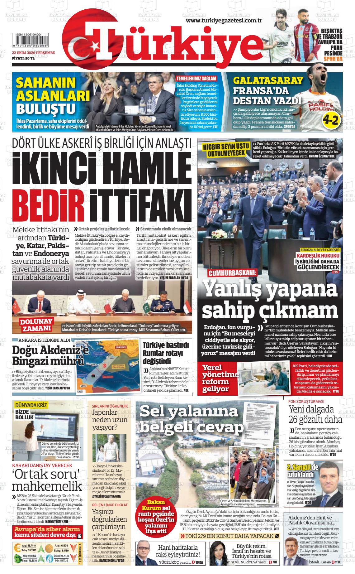 Türkiye gazetesi ilk sayfası