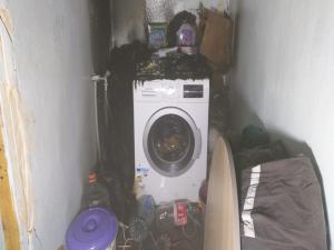 Çamaşır makinesinden çıkan yangın korkuttu