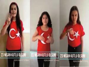 Öğrencilerden  işaret diliyle 23 Nisan kutlaması