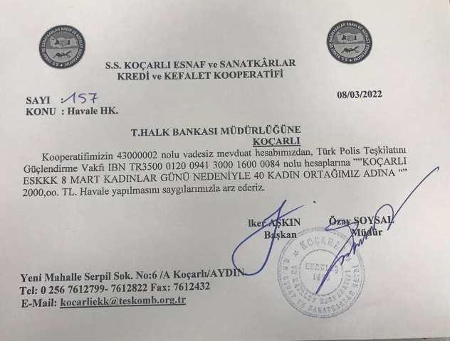 Koçarlı EKKK’den Anlamlı Bağış